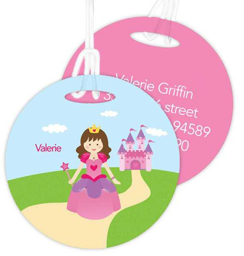 Sweet Little Brunette Princess Kids Bag Tags