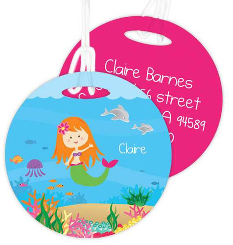 Sweet Red Hair Mermaid Kids Bag Tags