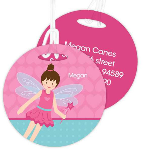 Brunette Fairy Girl Luggage Tags For Kids