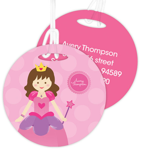 Cute Brunette Princess Kids Luggage Tags