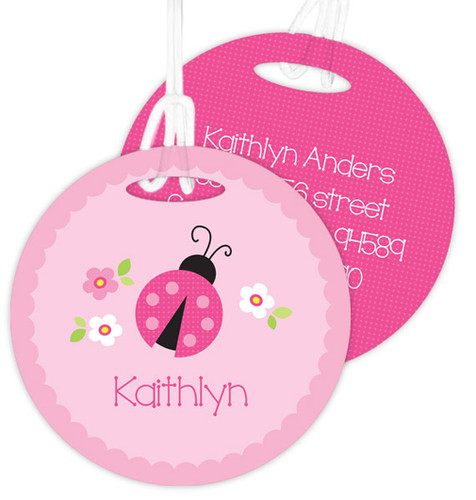 Sweet Pink Lady Bug Kids Luggage Tags