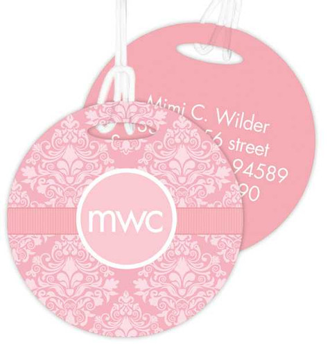 Pink Sweet Damask Luggage Tags For Kids
