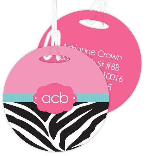 Zebra And Pink Kids Bag Tags
