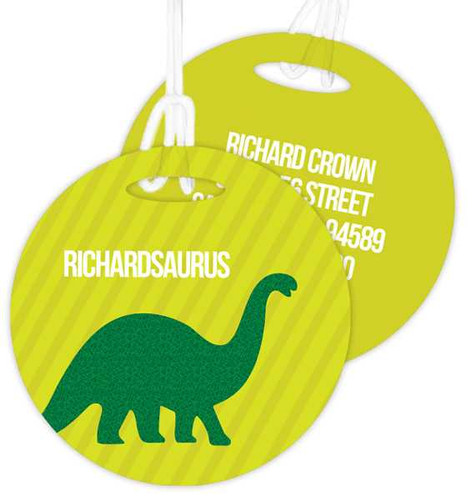 Dino And Me - Green Kids Luggage Tags