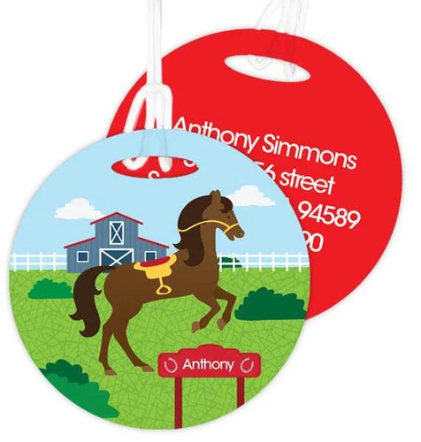 Cute Race Horse Kids Bag Tags