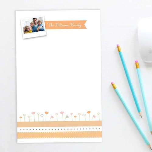 Ribbon and Flowers Photo Custom Notepad