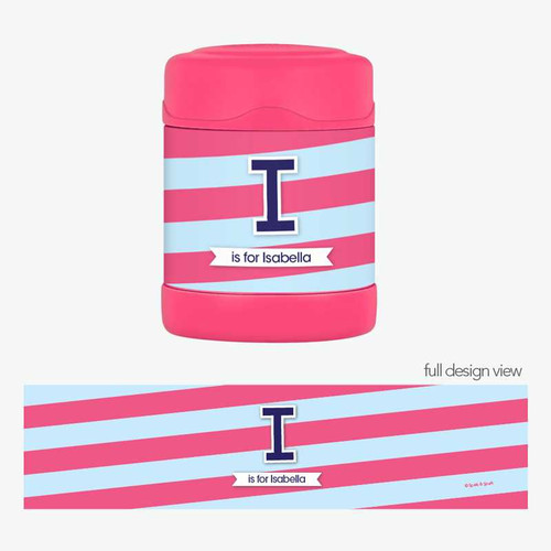 Double Initial Stripes Blue Thermos Food Jar