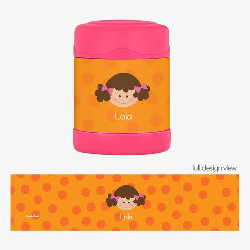Just Like Me Girl Orange Kids Thermos Food Jar