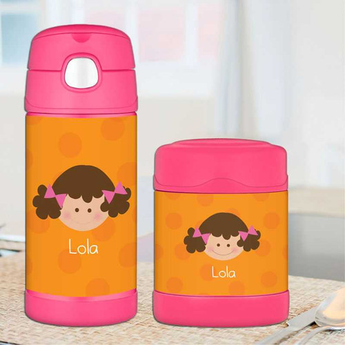 Just Like Me Girl Orange Kids Thermos Food Jar
