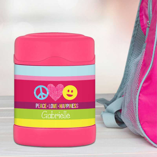 peace and love signs personalized thermos food jar for kids