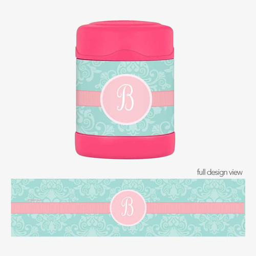 Pretty Blue Damask Thermos Food Jar