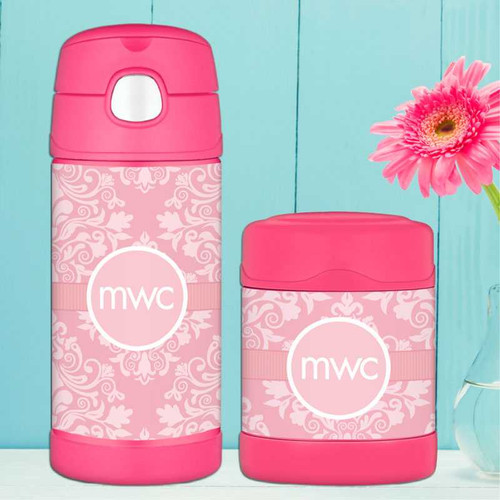 Pink Sweet Damask Thermos Food Jar