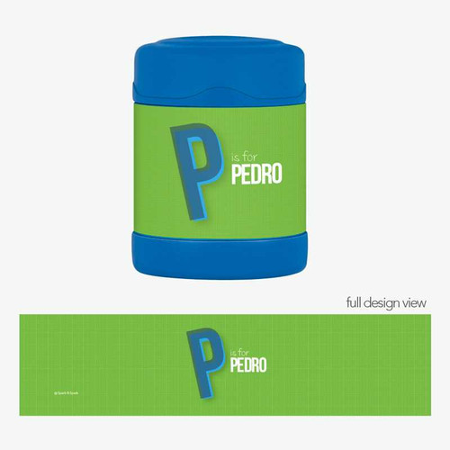 Double Initial Green Thermos Food Jar