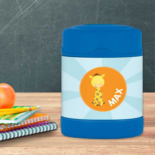 cute baby giraffe personalized thermos food jar for kids