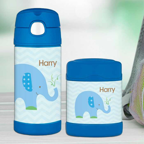 Blue Baby Elephant Thermos Food Jar