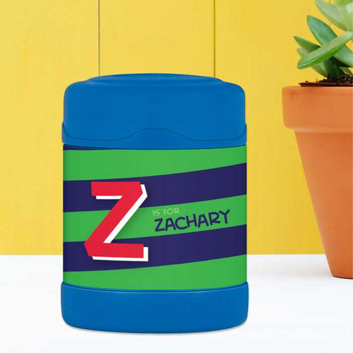 green brilliant initial personalized thermos food jar for kids