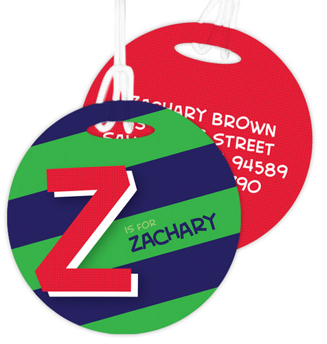 Brilliant Initial - Green -  Kids Luggage Tags