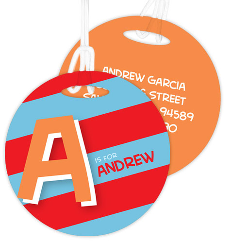 Brilliant Initial - Red -  Kids Bag Tags