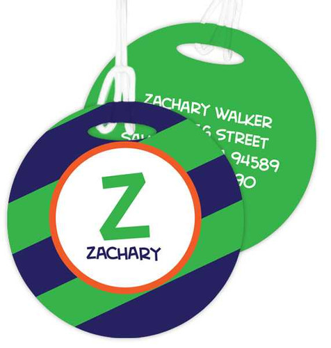 Fun Initials - Green -  Luggage Tags For Kids