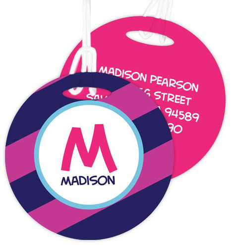 Fun Initials Magenta Bag Tag