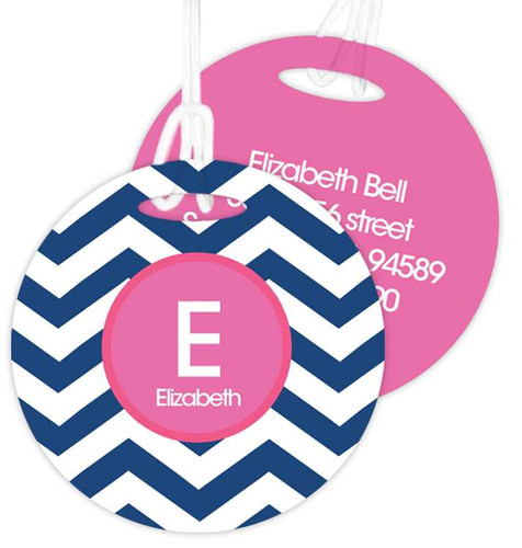 Chevron Blue and Pink Bag Tag