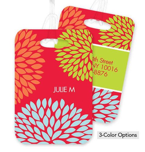 Grey Pom Pom Flowers Bag Tag