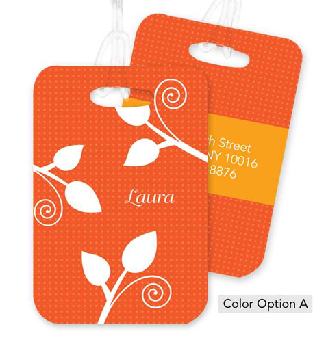 Leaves and Swirls Orange Bag Tag
