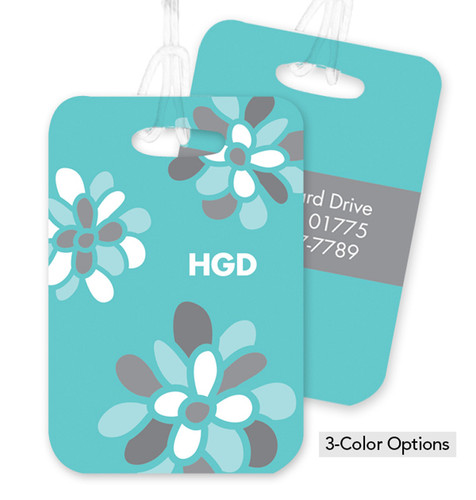 Yellow Stamped Blossoms Bag Tag