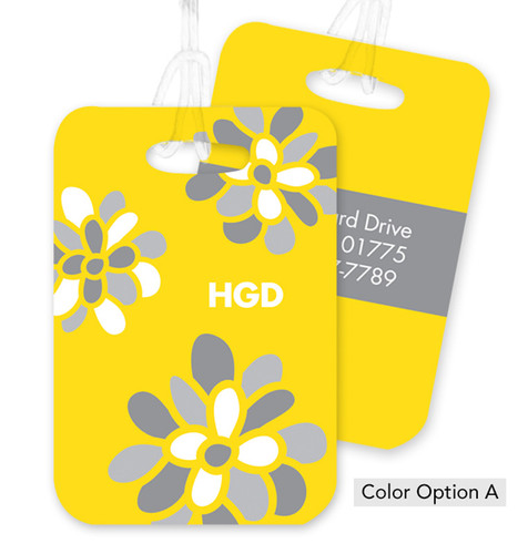 Yellow Stamped Blossoms Bag Tag