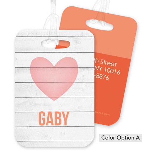 Rustic White Heart Bag Tag