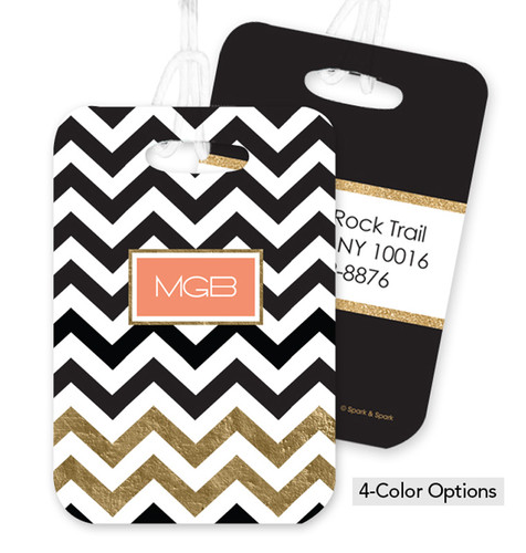 Black Chevron with Gold Foil Bag Tag