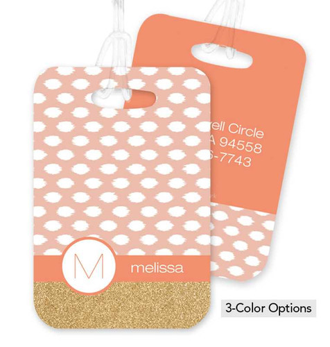 Gold Bar with Pink Spots Bag Tag