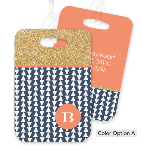 Gold Bar with Blue Triangle Bag Tag