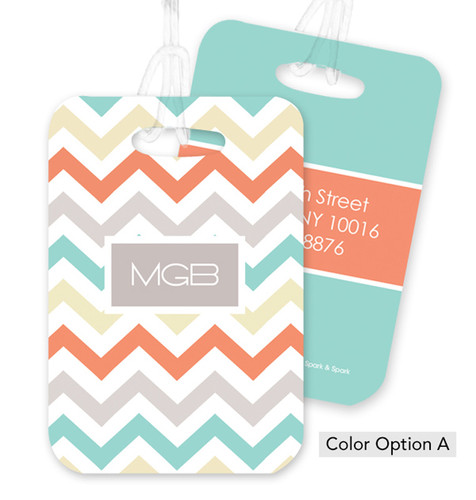 Colorful and Grey Chevrons Bag Tag