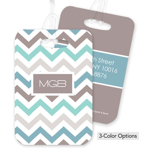 Colorful and Grey Chevrons Bag Tag