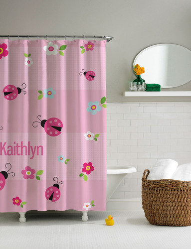 Sweet Pink Lady Bug Shower Curtain