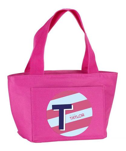 Double Initial + Stripes (Blue) Kids Lunch Tote