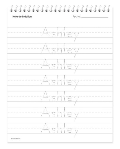 Spanish Vertical Writing Book For Girls