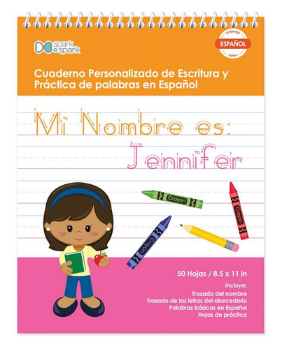 Spanish Personalized Writing Book for African American Girls