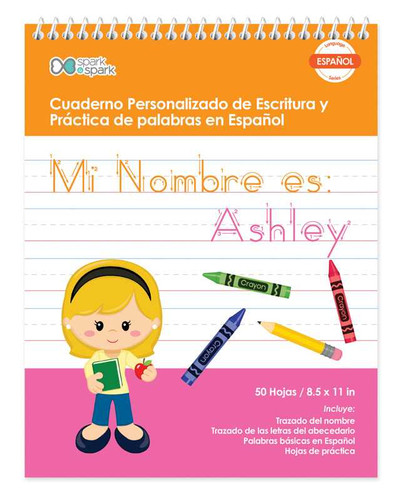 Spanish Personalized Writing Book for Blonde Girls