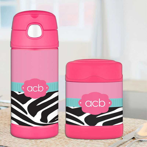 Zebra and Pink Thermos Food Jar