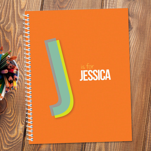 Orange Double Initial Kids Notebook