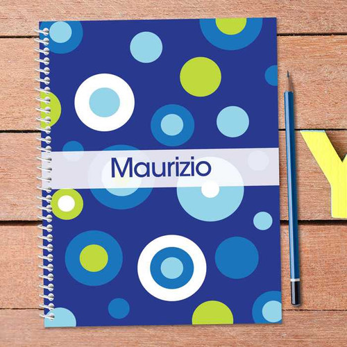 blue circles personalized notebook for kids