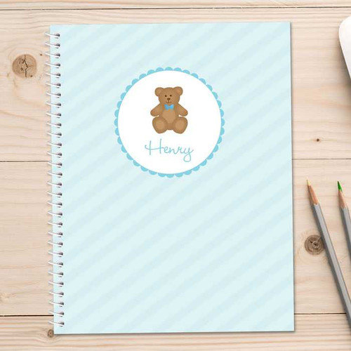 Cute Blue Teddy Bear Kids Notebook