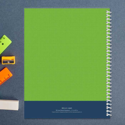 green double initial personalized notebook for kids