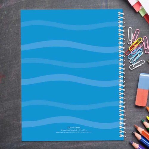 shark waves personalized notebook for kids