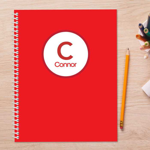 linen red letter personalized notebook for kids