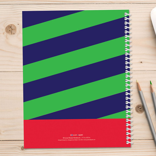 green brilliant initial personalized notebook for kids