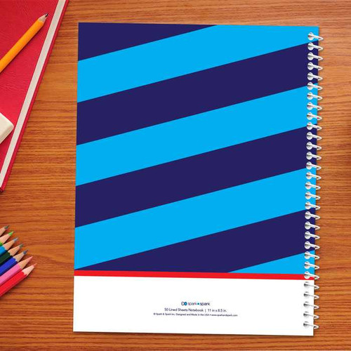 fun blue initials personalized notebook for kids