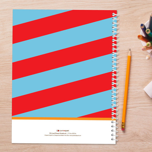 fun red initials personalized notebook for kids